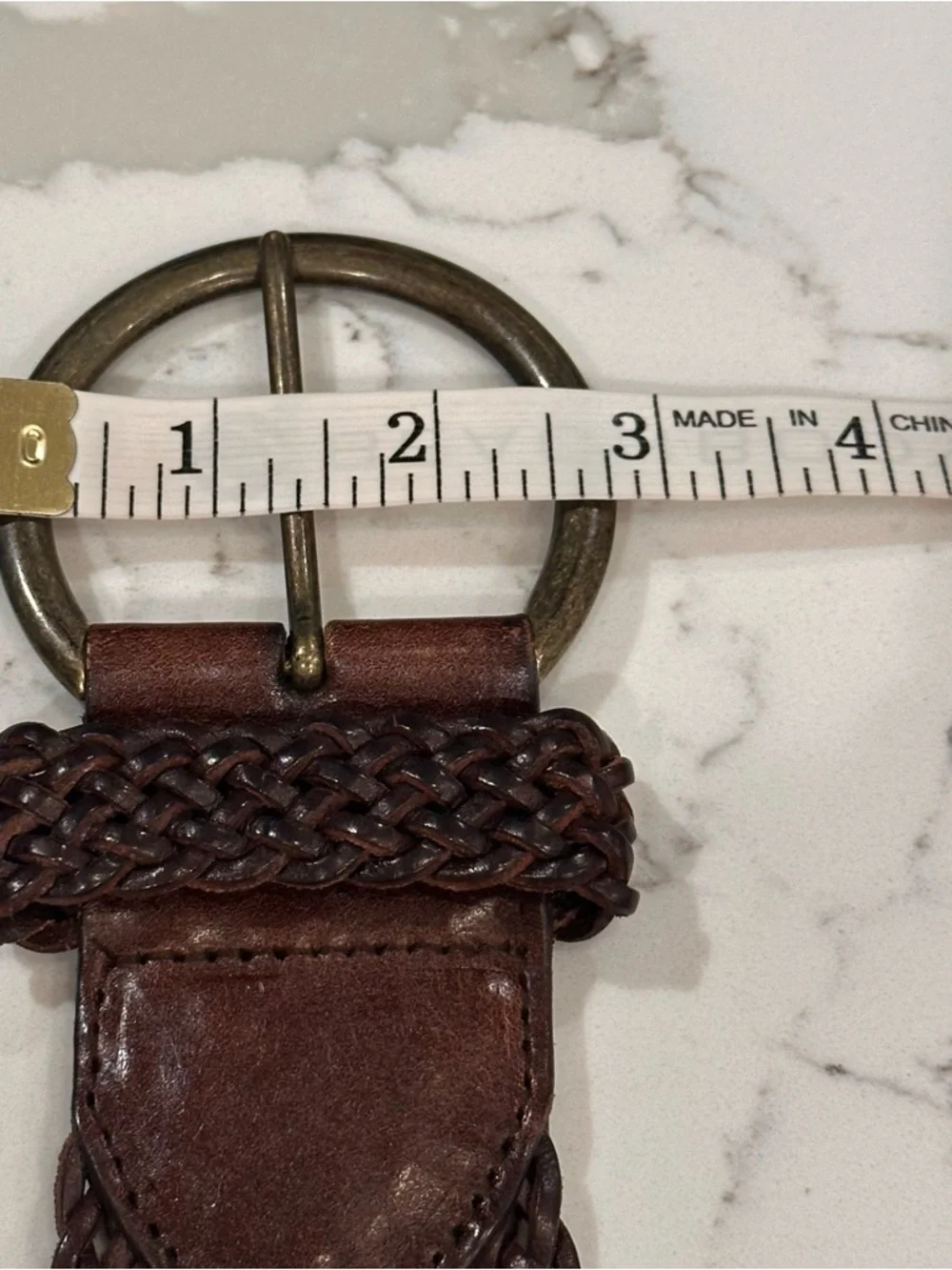 Unbranded Brown Wide Beaded Braided Leather Waist Belt Women M Hippie Boho Woven